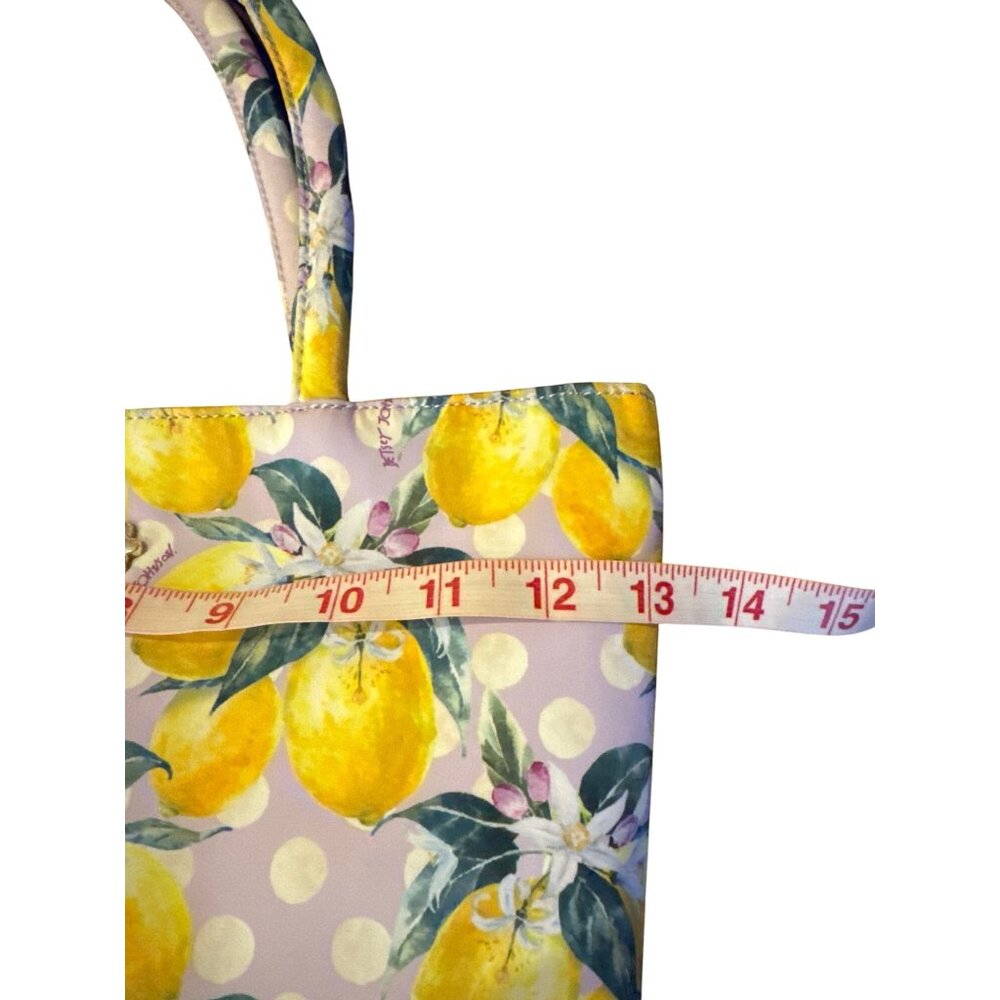 Betsey Johnson Lemon Print Tote Bag Insulated With Top Zipper & Dual Handles - Picture 8 of 9